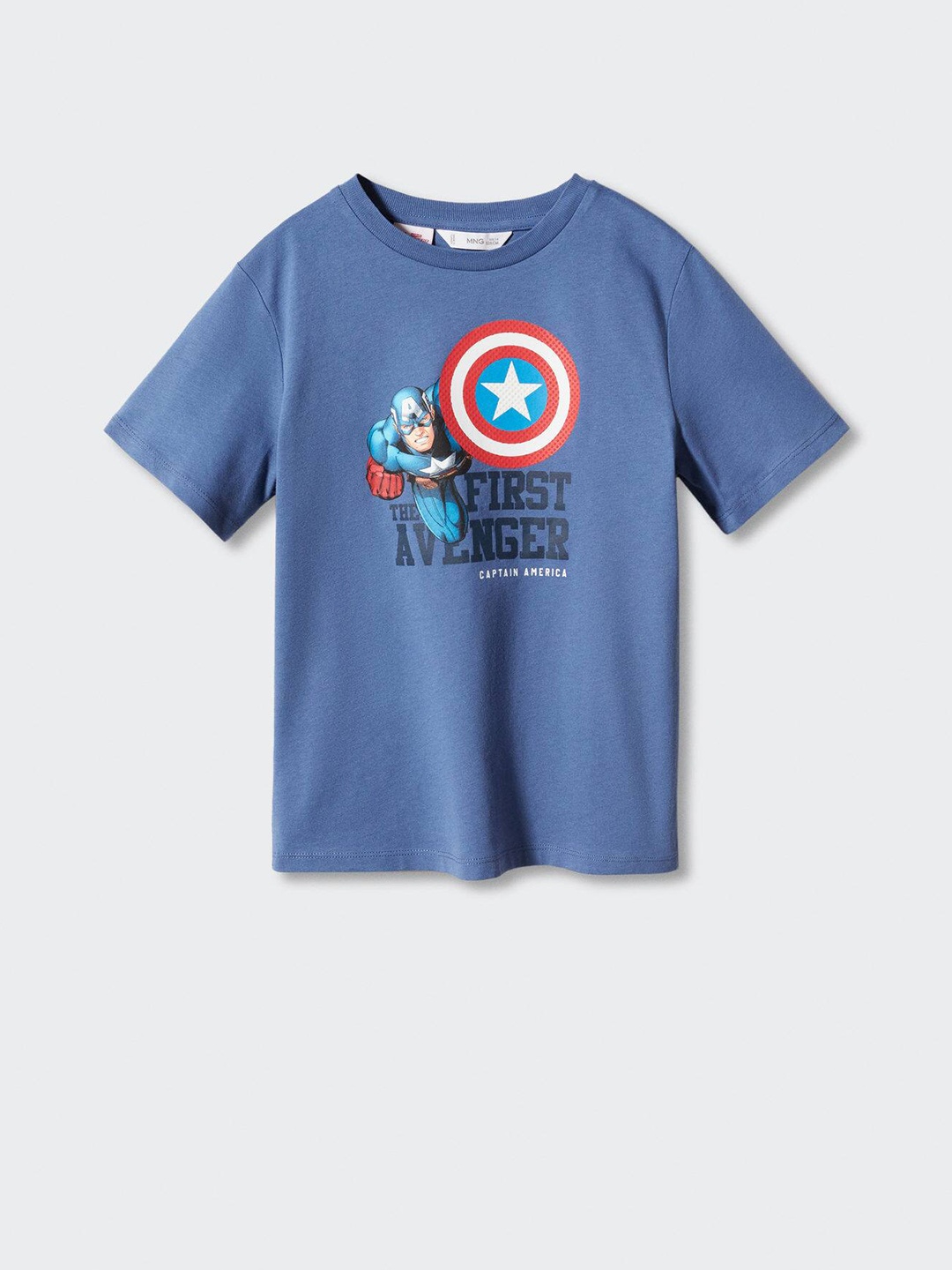 

Mango Kids Boys Pure Cotton Captain America Printed T-shirt, Blue