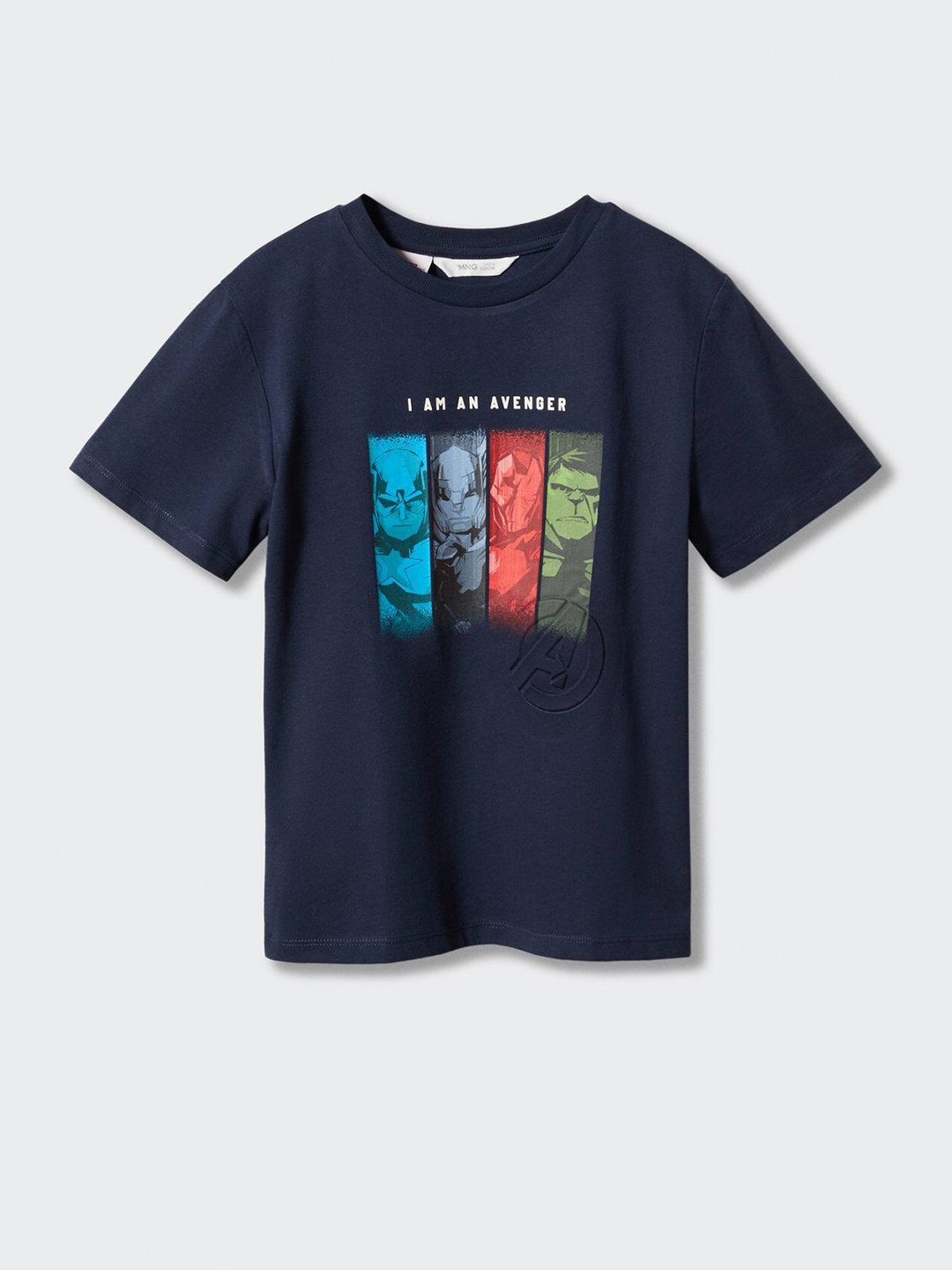 

Mango Kids Boys Pure Cotton Avengers Printed T-shirt, Navy blue