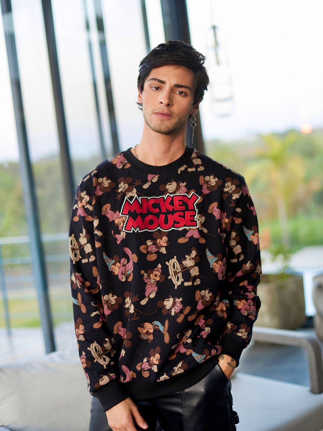 

Bonkers Corner Mickey Mouse Printed Cotton Sweatshirt, Black