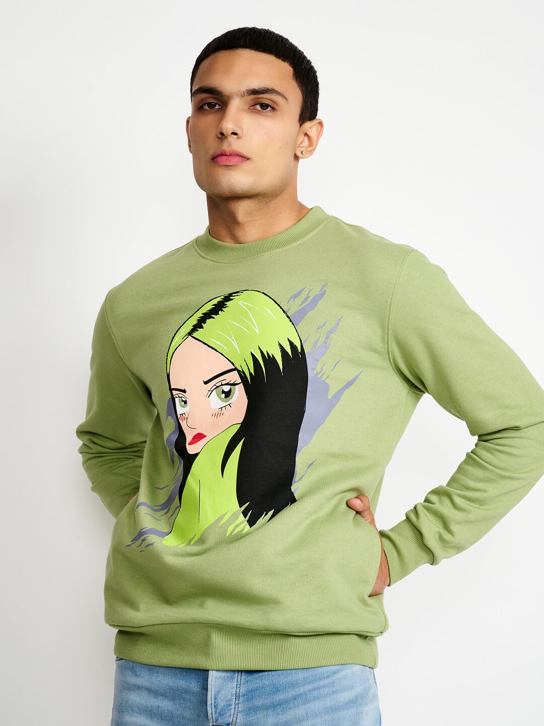 

Bonkers Corner Graphic Printed Cotton Sweatshirt, Green
