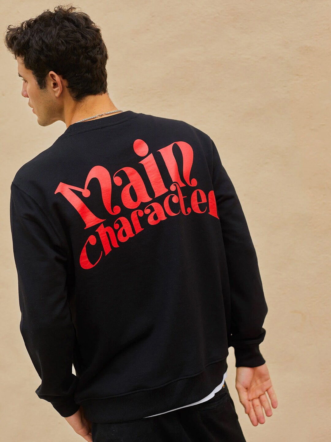

Bonkers Corner Typography Printed Round Neck Cotton Sweatshirt, Black