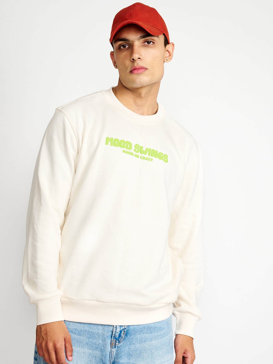 

Bonkers Corner Typography Printed Round Neck Cotton Sweatshirt, White