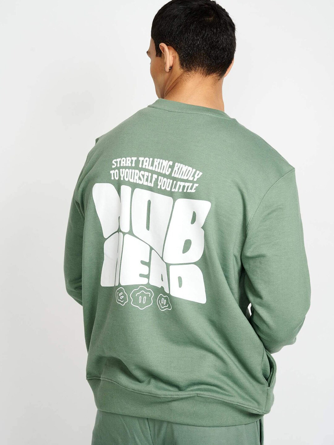 

Bonkers Corner Unisex Green Typography Printed Round Neck Cotton Sweatshirt