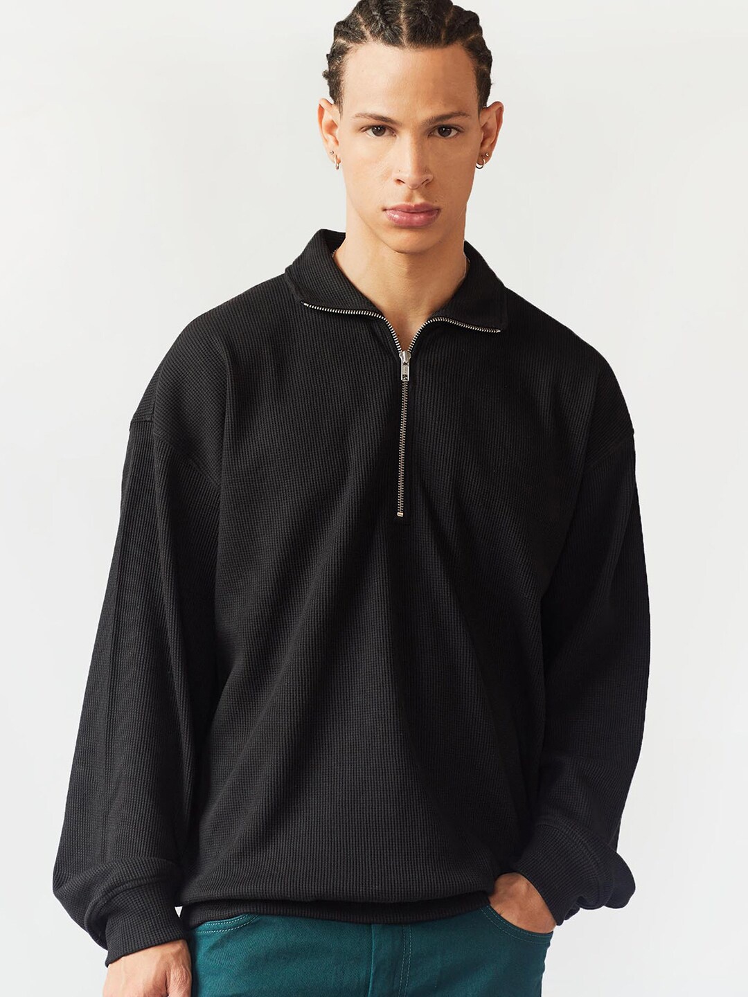 

Bonkers Corner Black Mock Collar Cotton Sweatshirt