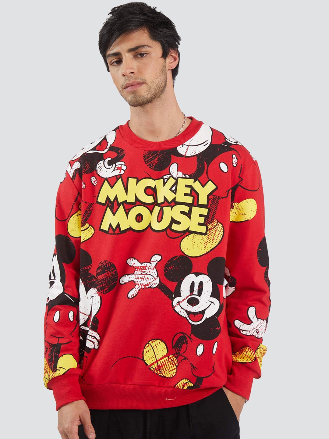 

Bonkers Corner Mickey Mouse Printed Round Neck Cotton Sweatshirt, Red