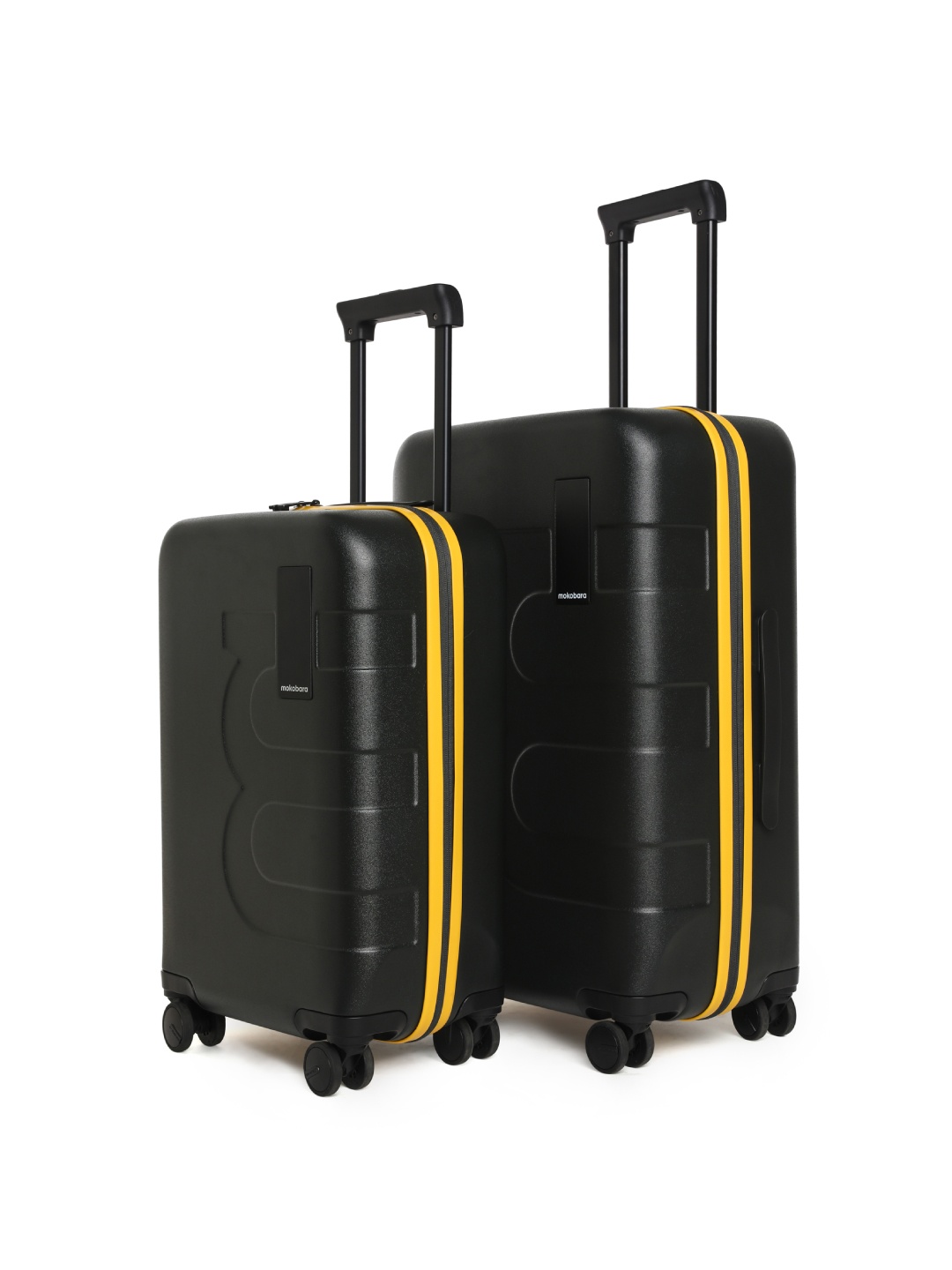 

MOKOBARA Set Of 2 The Em Textured Hard Trolley Suitcases, Black