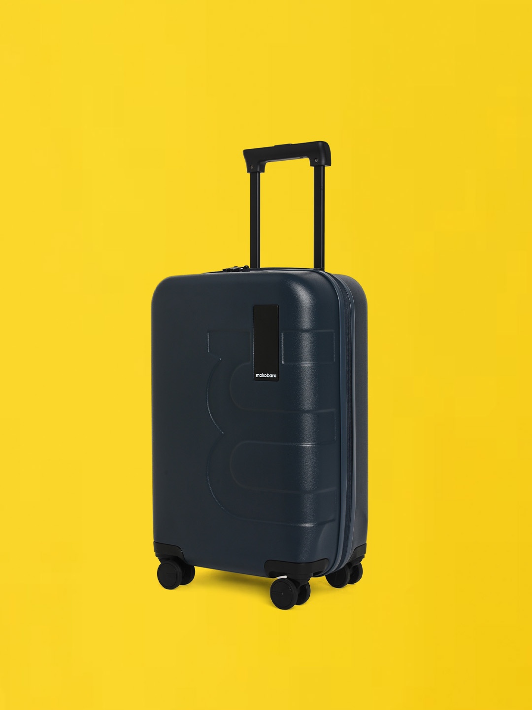 

MOKOBARA Textured Hard-Sided Cabin Trolley Suitcase, Navy blue