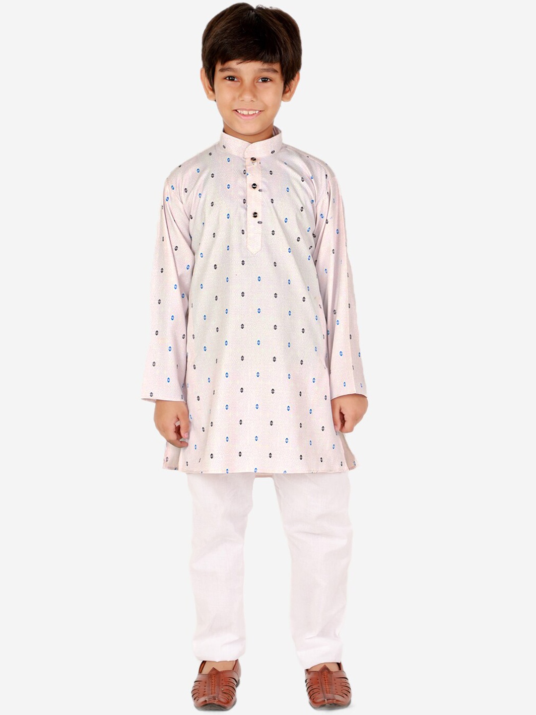 

Pro-Ethic STYLE DEVELOPER Boys Mandarin Collar Ethnic Motifs Printed Kurta with Pyjamas, Pink