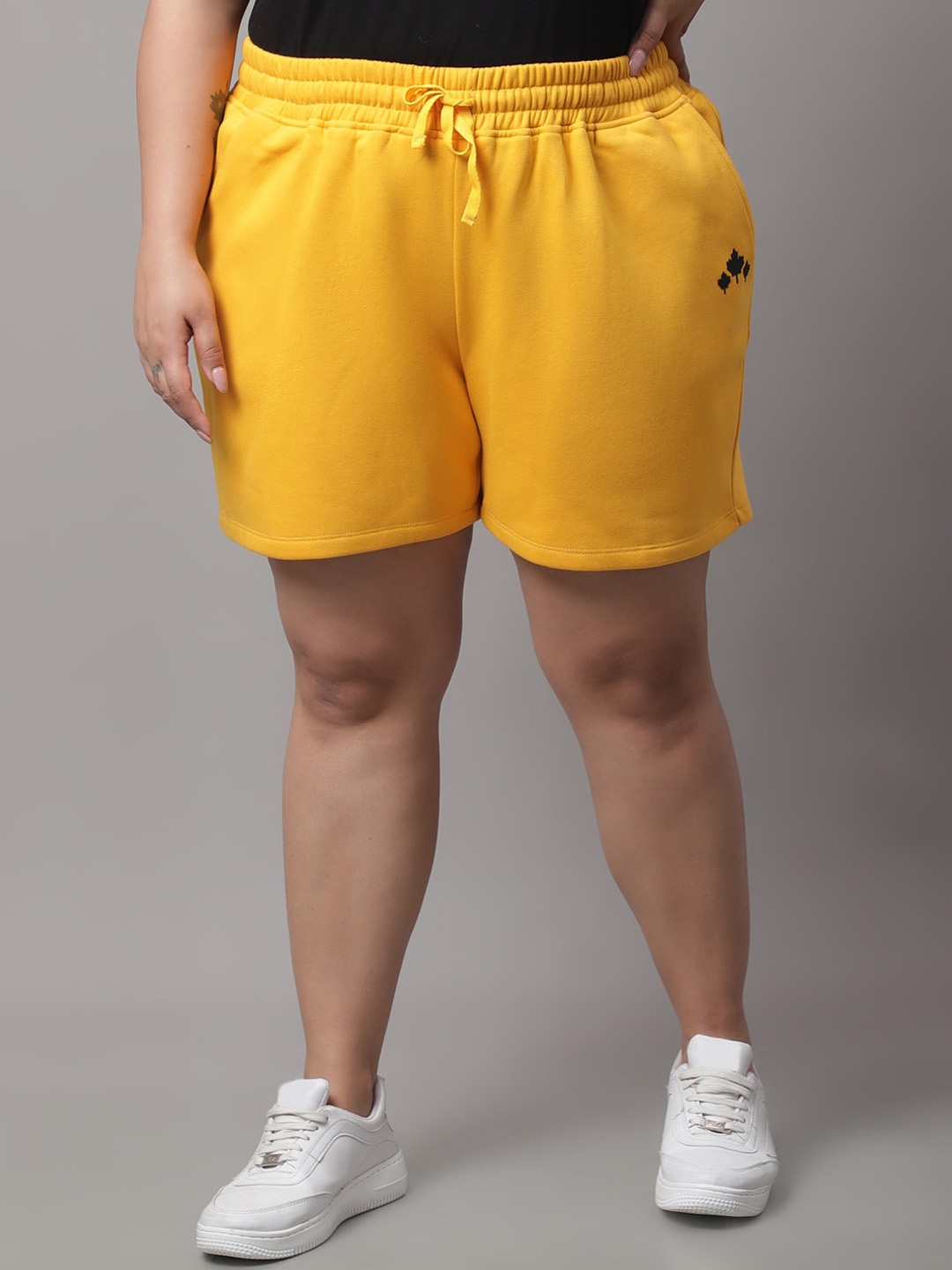 

Rute Plus Size Women Mid-Rise Cotton Regular Shorts, Yellow