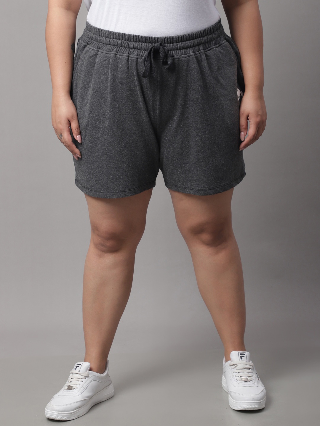 

Rute Plus Size Women Mid-Rise Cotton Regular Shorts, Grey