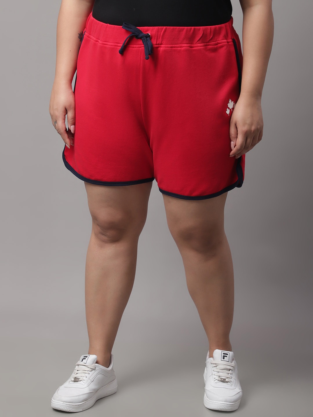 

Rute Plus Size Women Mid-Rise Cotton Regular Shorts, Red