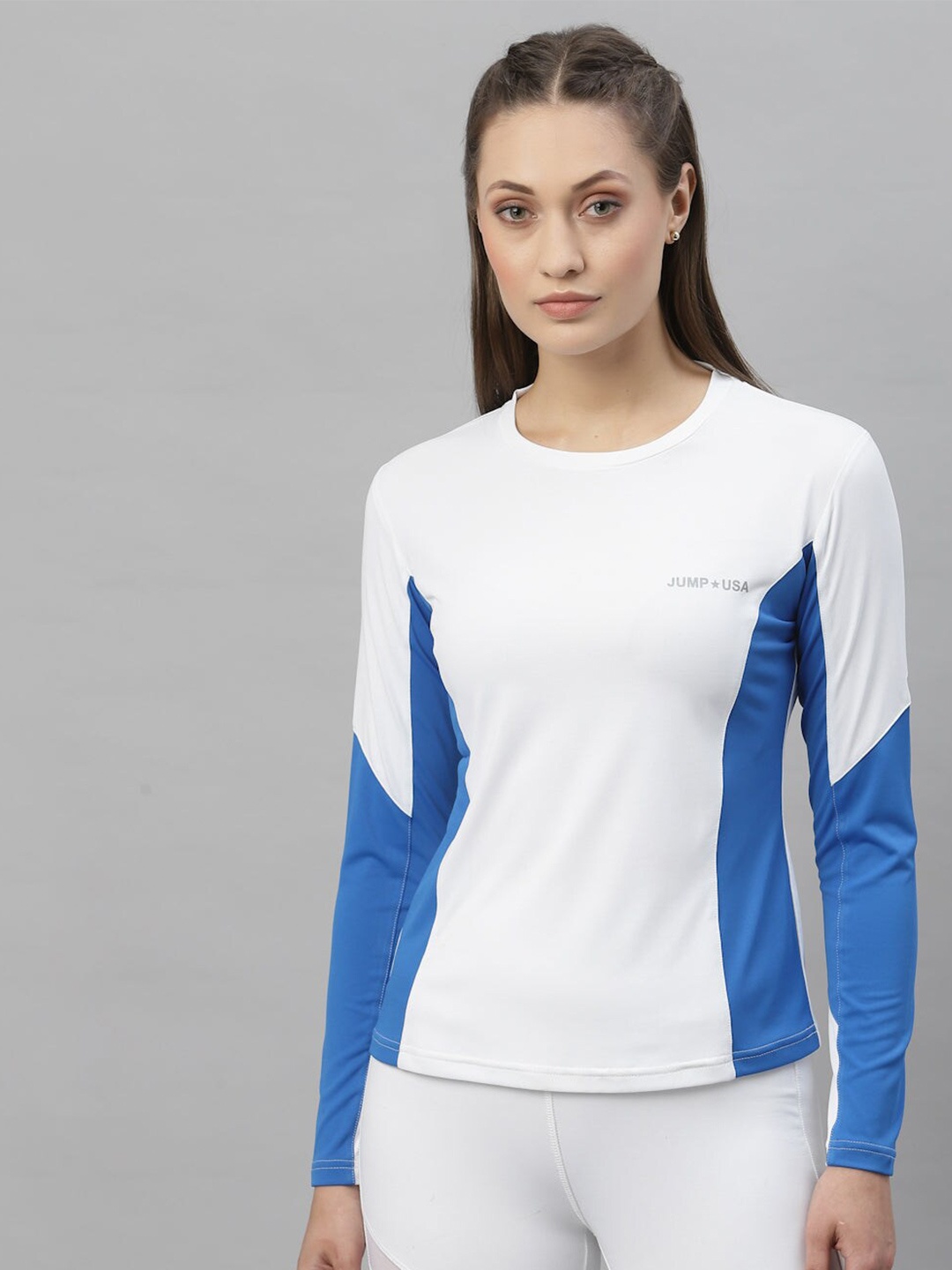 

JUMP USA Rapid-Dry Colourblock Long Sleeve Outdoor T-shirt, White
