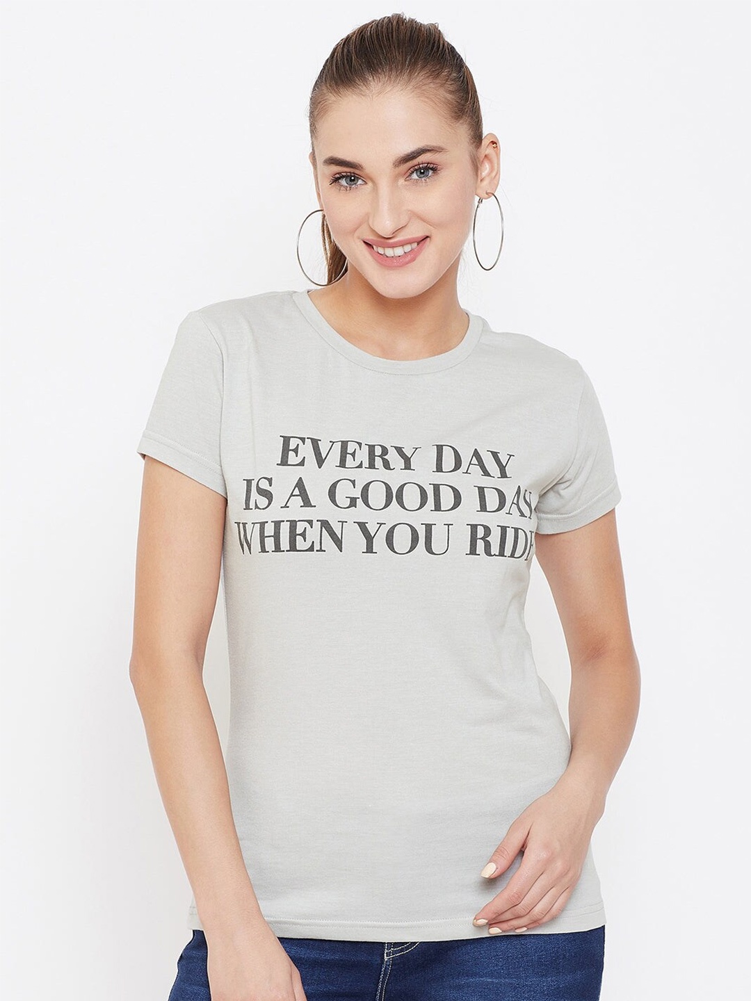 

JUMP USA Typography Printed Round Neck T-shirt, Grey