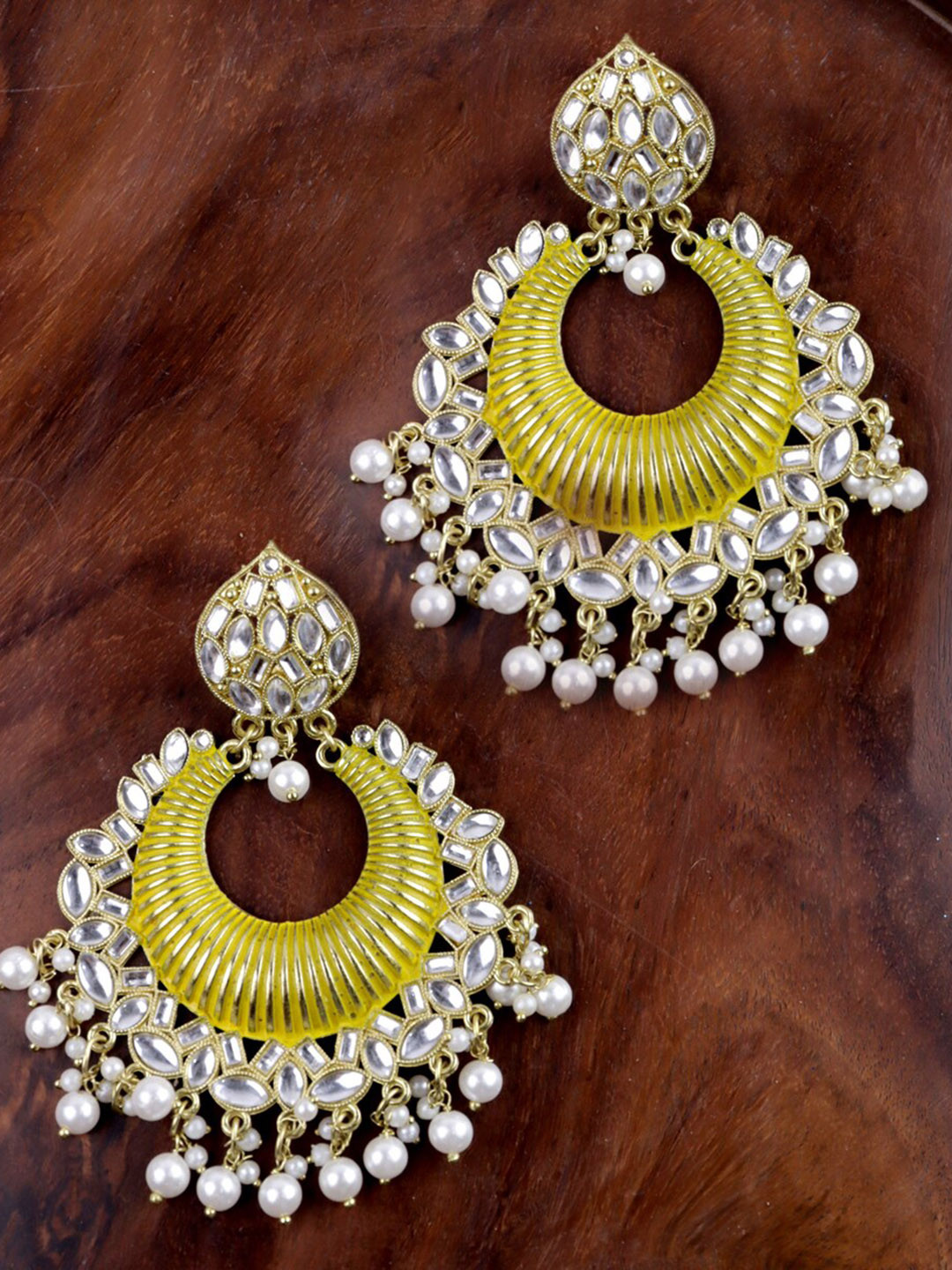 

Krelin Gold-Plated Contemporary Chandbalis Earrings, Yellow