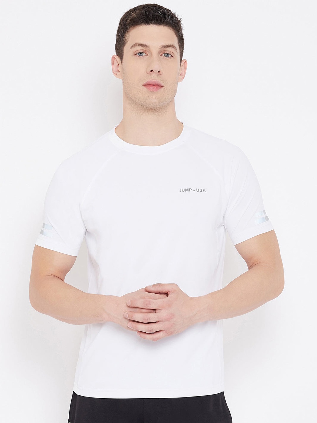 

JUMP USA Raglan Sleeves Training or Gym Sports T-shirt, White