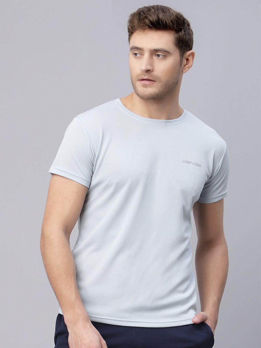

JUMP USA Round Neck Rapid Dry Yoga T-shirt, Blue