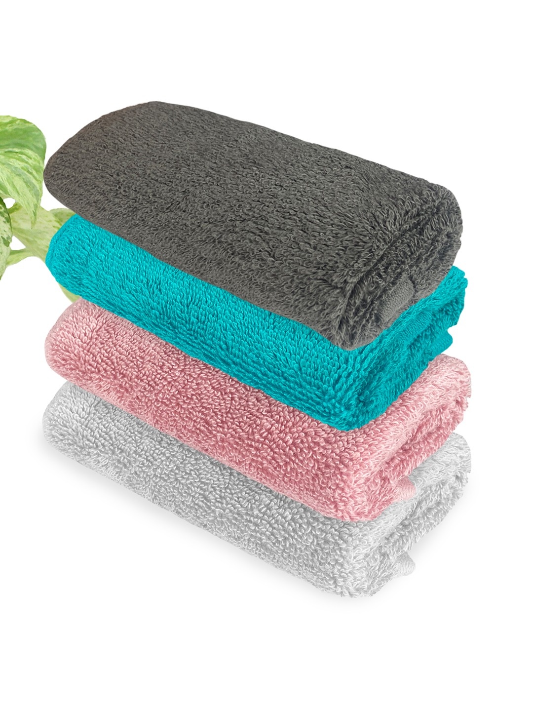 

Heelium Unisex Pack of 4 Bamboo Super Soft & Quick Drying Face Towel, Grey melange