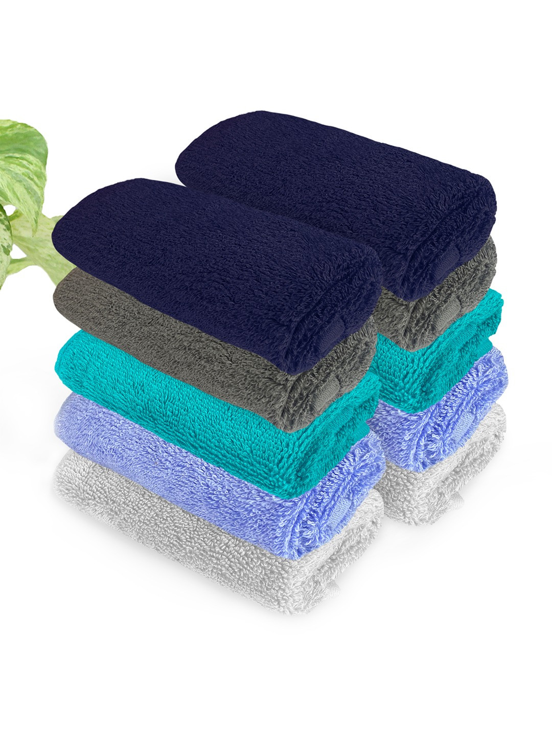 

Heelium Unisex Pack of 10 Bamboo Super Soft & Quick Drying Face Towel, Blue