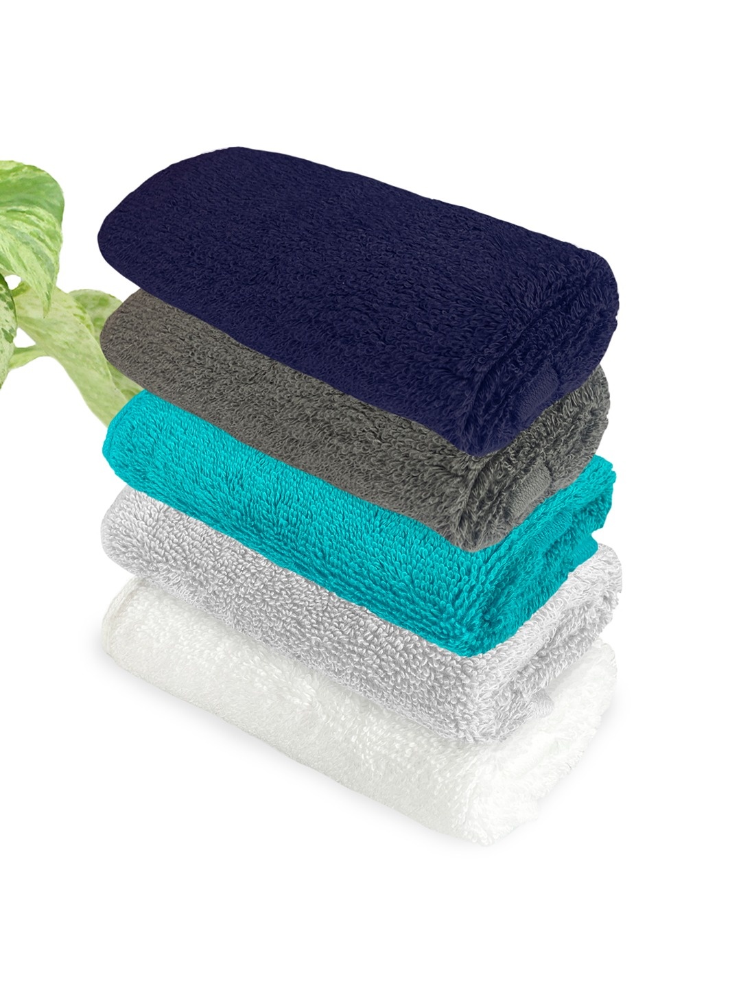 

Heelium Unisex Pack of 5 Bamboo Super Soft & Quick Drying Face Towel, Navy blue