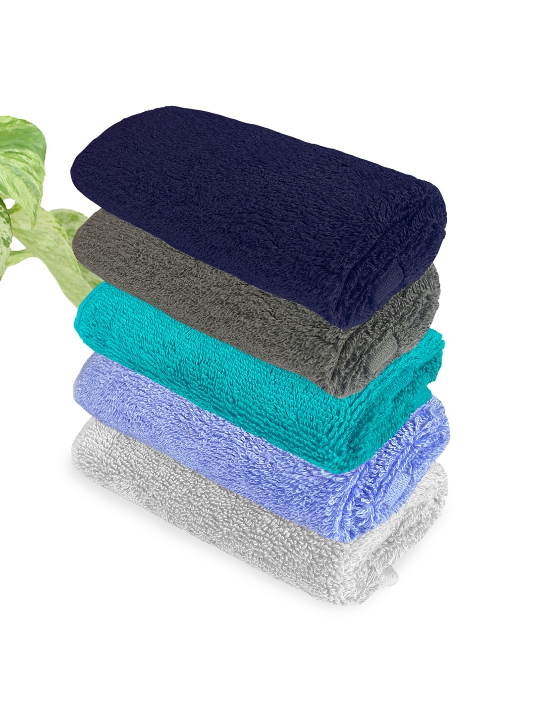 

Heelium Unisex Pack of 5 Bamboo Super Soft & Quick Drying Face Towel, Blue