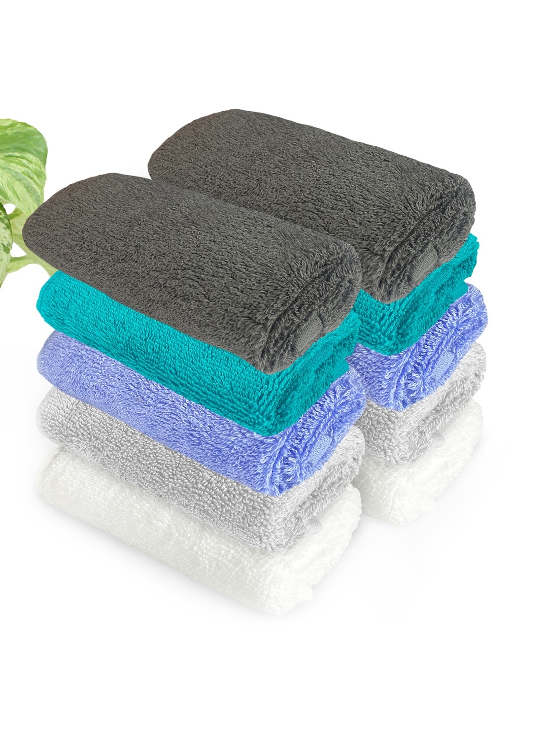 

Heelium Unisex Pack of 10 Bamboo Super Soft & Quick Drying Face Towel, Grey