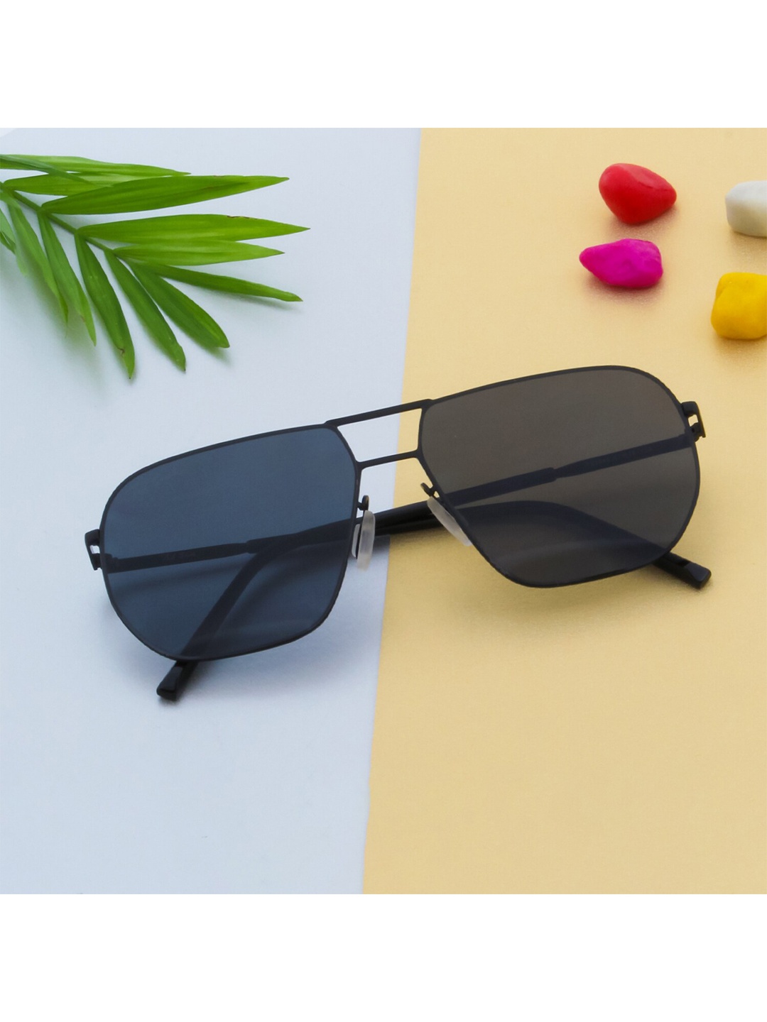 

Ted Smith Full Rim Aviator Sunglasses with UV Protected Lens TSA-AZURE_C1, Grey