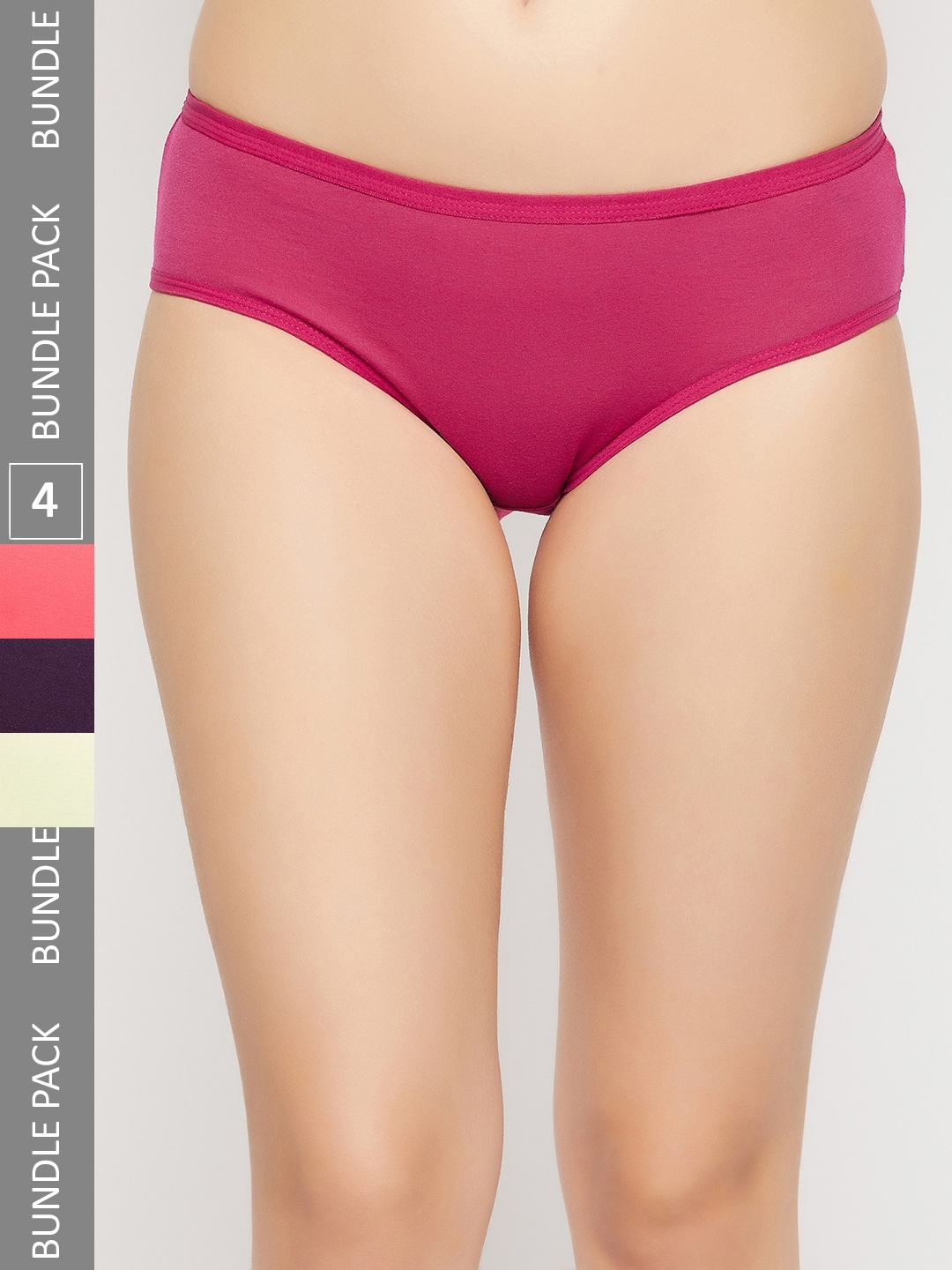 

SECRETS BY ZEROKAATA Women Pack of 4 Assorted Solid Cotton Basic Briefs