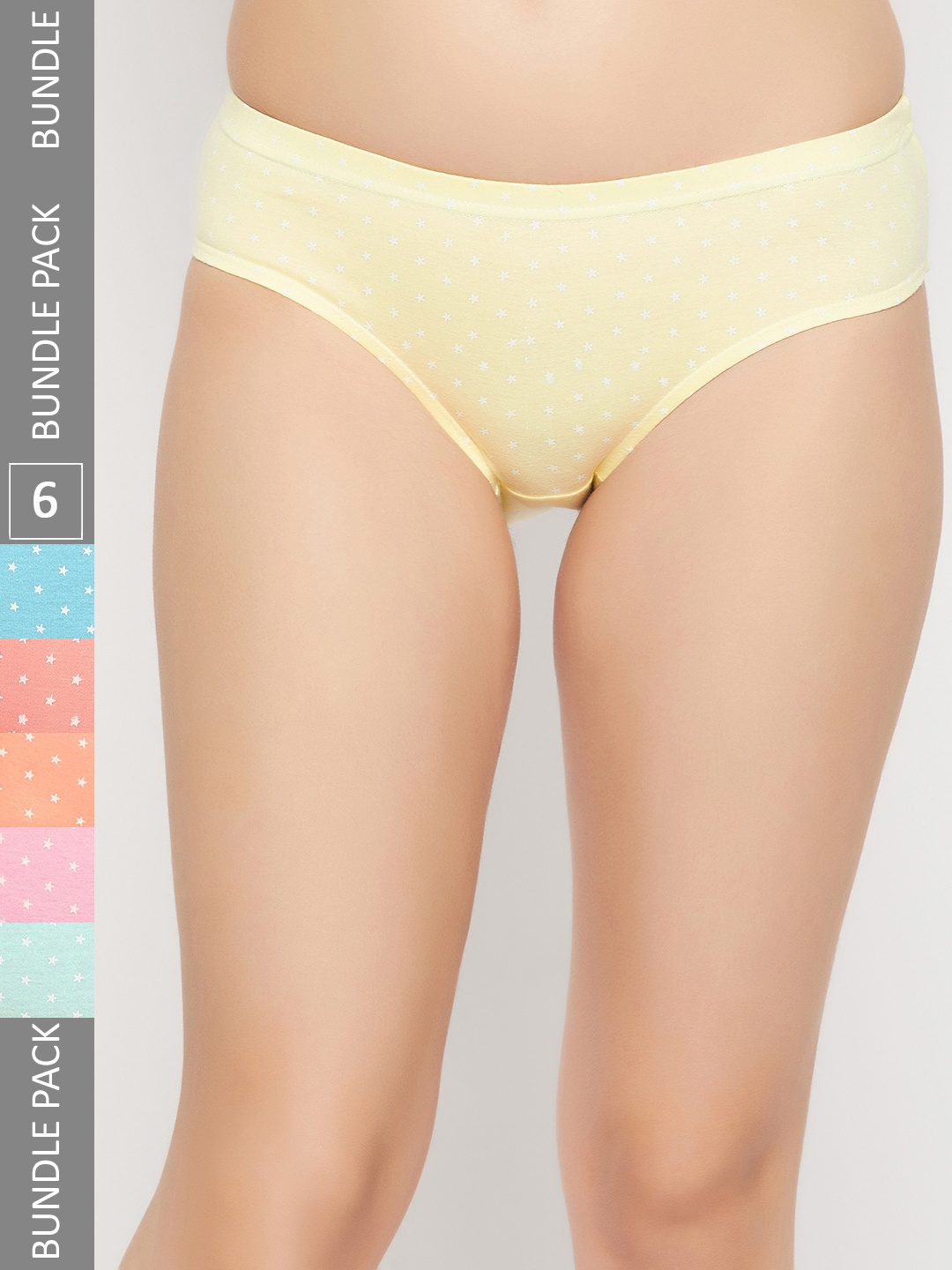 

SECRETS BY ZEROKAATA Women Pack Of 6 Antimicrobial Assorted Printed Basic Cotton Briefs