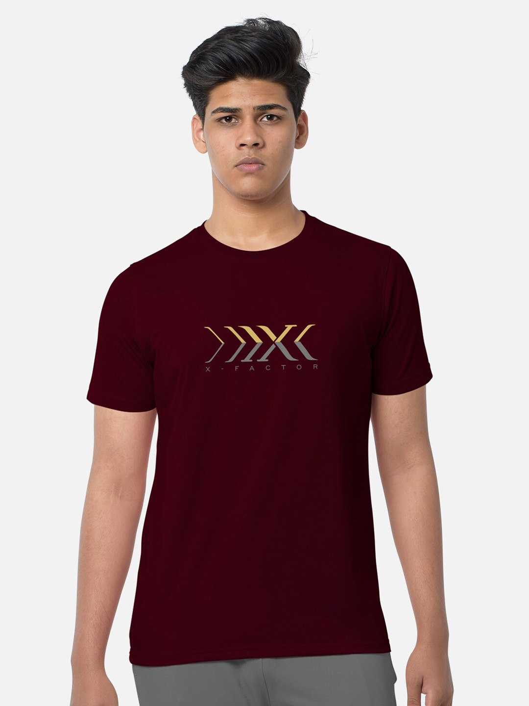 

BULLMER Round Neck Typography Printed Cotton T-shirt, Burgundy