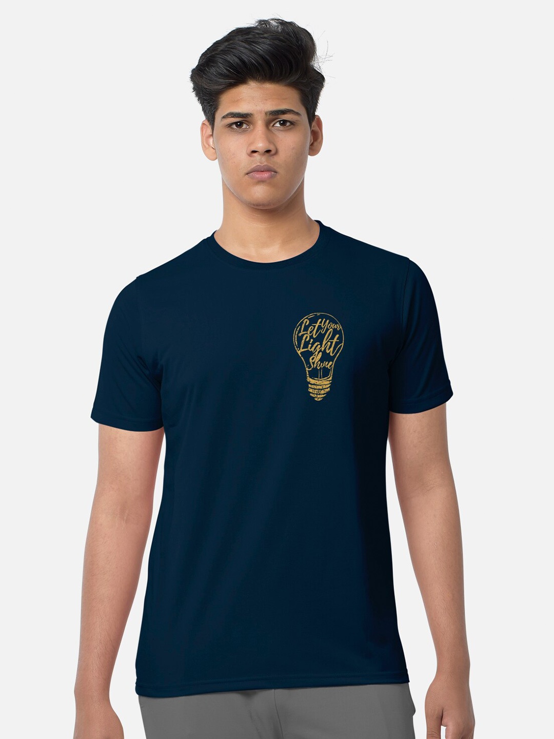 BULLMER Typography Printed Cotton T-shirt, Navy blue