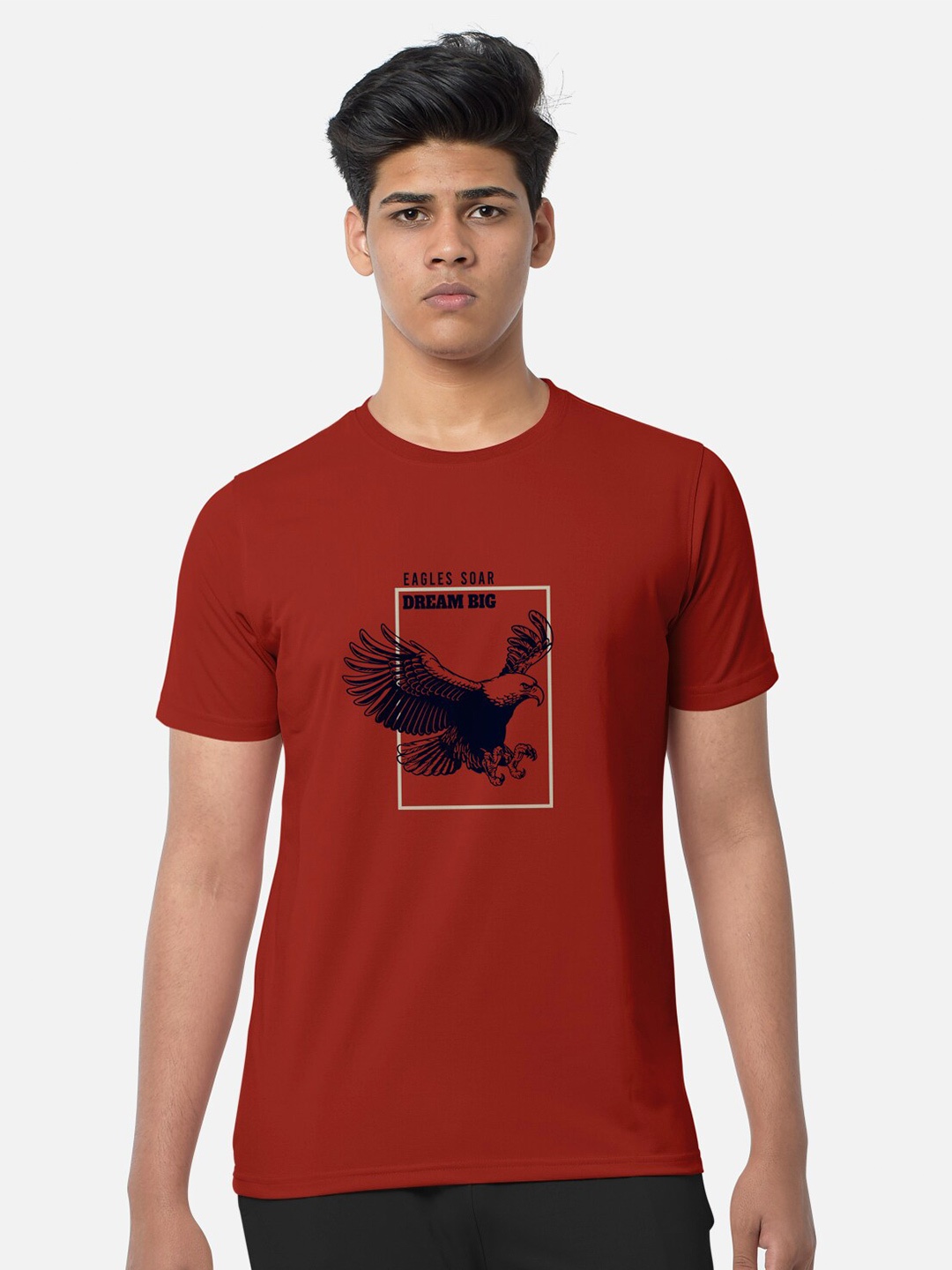 

BULLMER Graphic Printed Round Neck Cotton T-shirt, Red