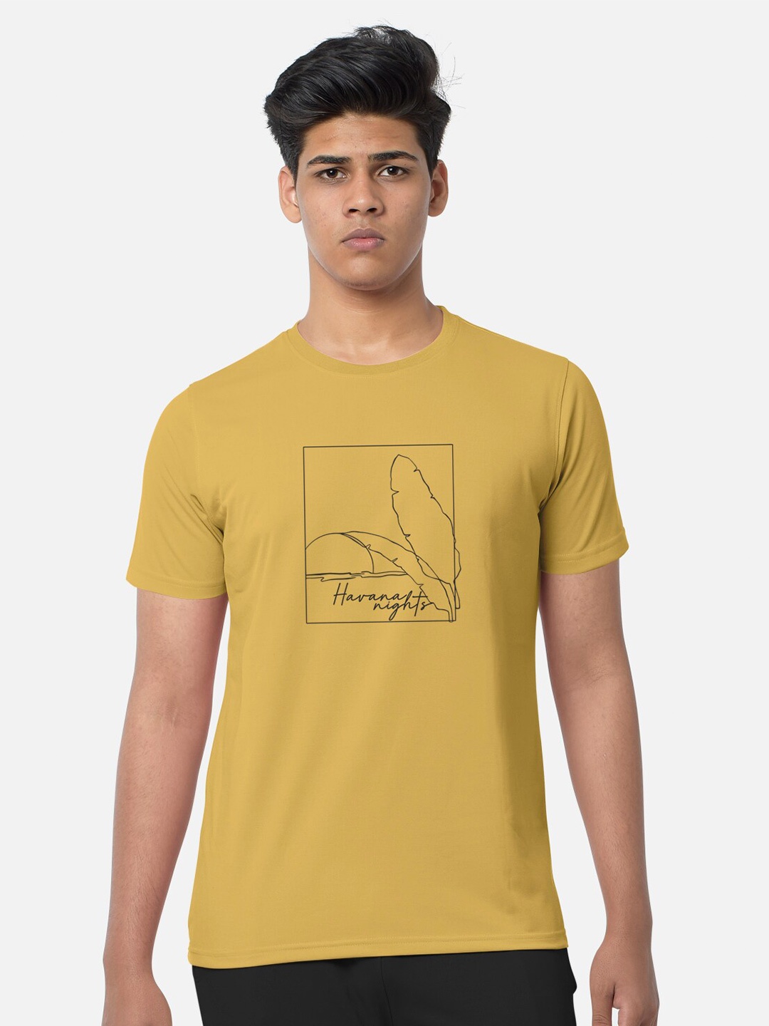

BULLMER Typography Printed Cotton T-shirt, Mustard