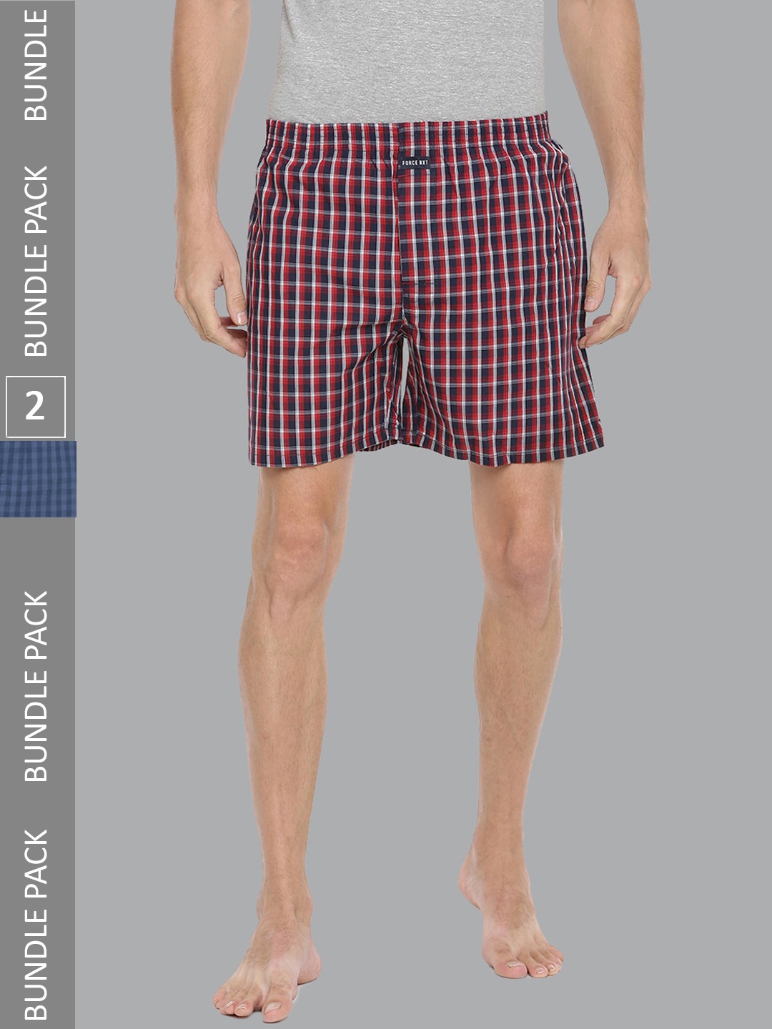 

Force NXT Me Pack of 2 Checked Super Combed Cotton Boxers - MNAL-582-R3, Blue