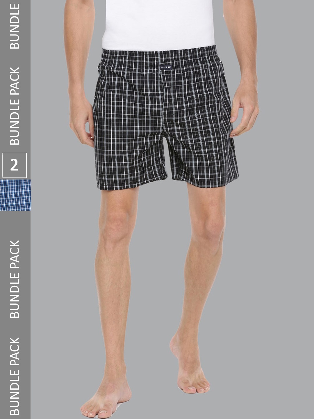 

Force NXT Men Checked Pack of 2 Super Combed Cotton Boxers- MNAL-582-R3, Blue