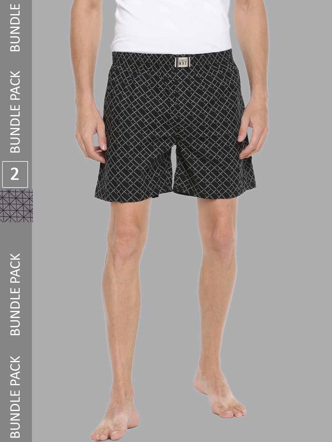 

Force NXT Men Pack of 2 Printed Super Combed Cotton Boxers, Grey