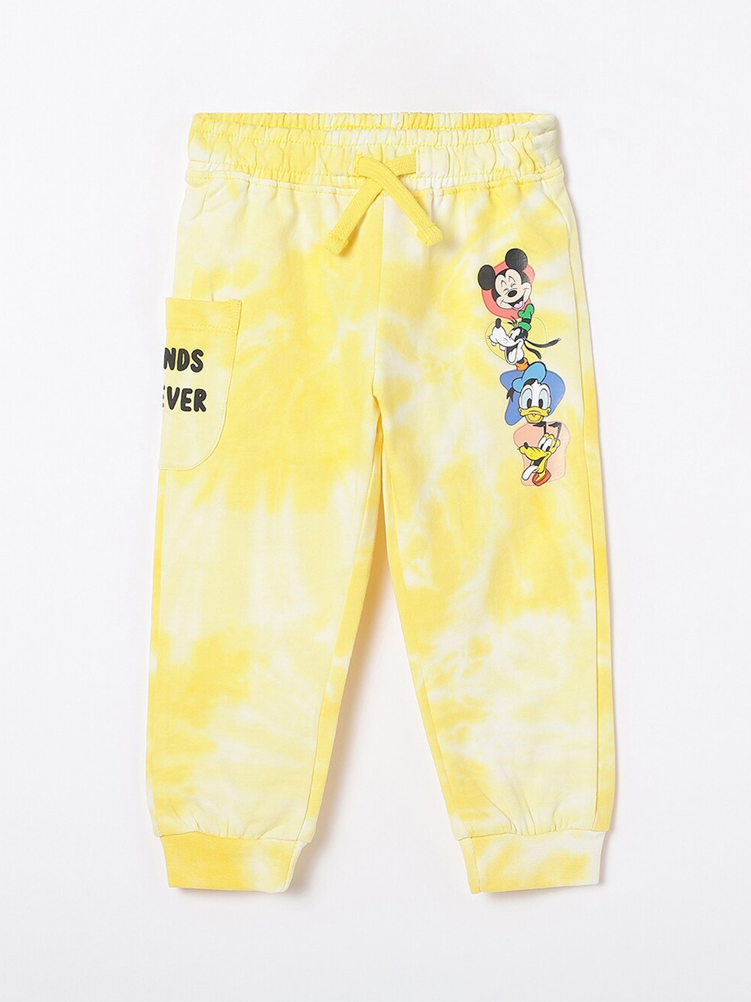 

Juniors by Lifestyle Boys Mickey & Donald Printed Pure Cotton Joggers, Yellow