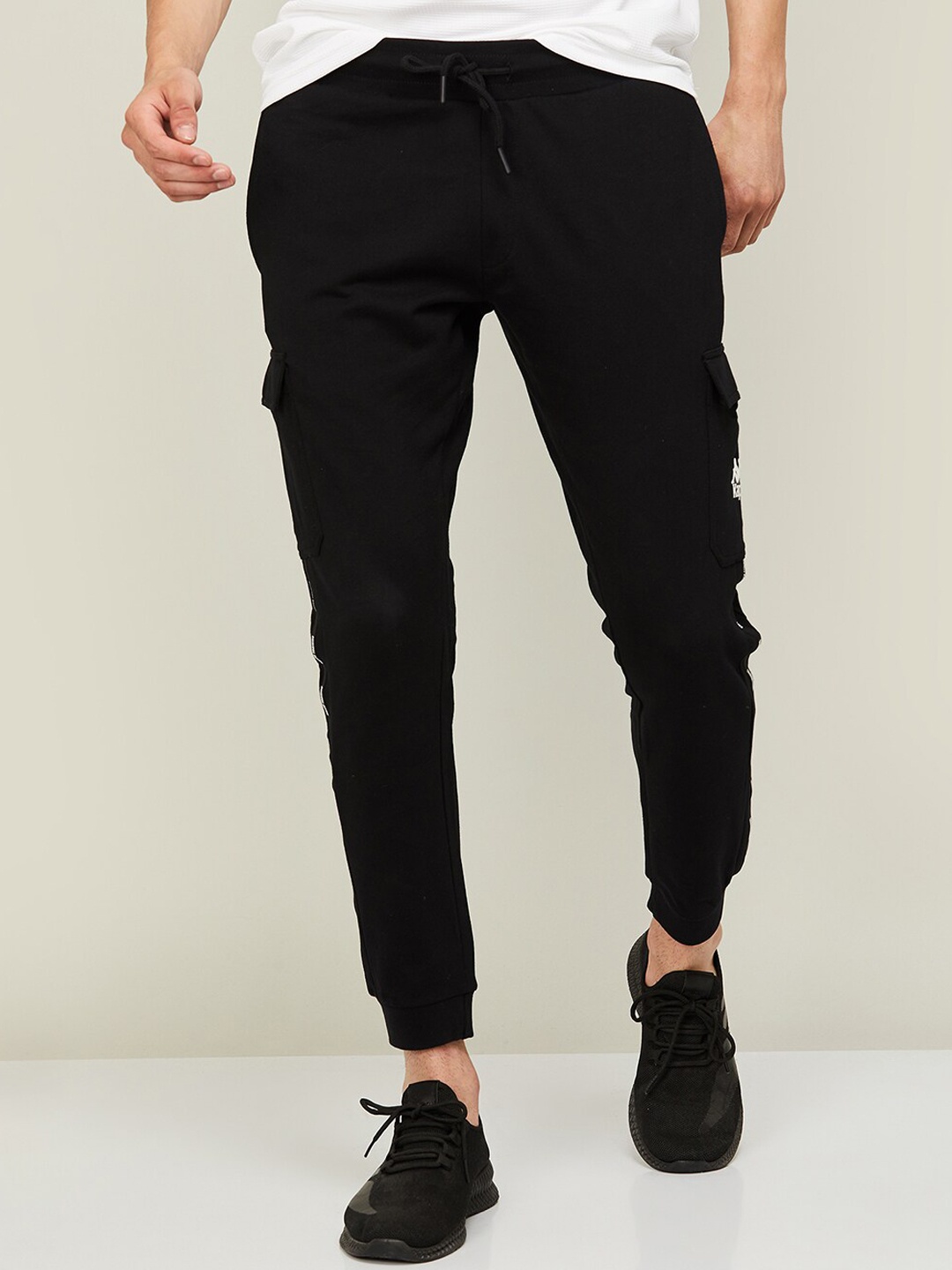 

Kappa Men Regular Fit Low Rise Cotton Joggers, Black
