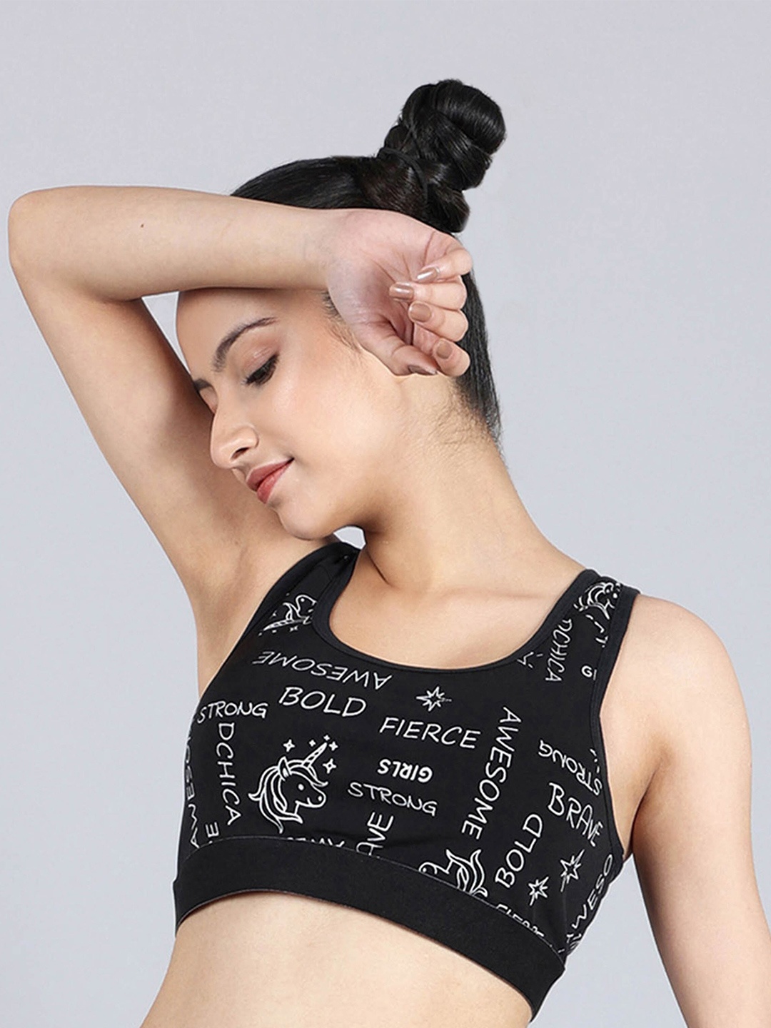 

DChica Non-Wired All Day Comfort Seamless Racerback Sports Bra, Black