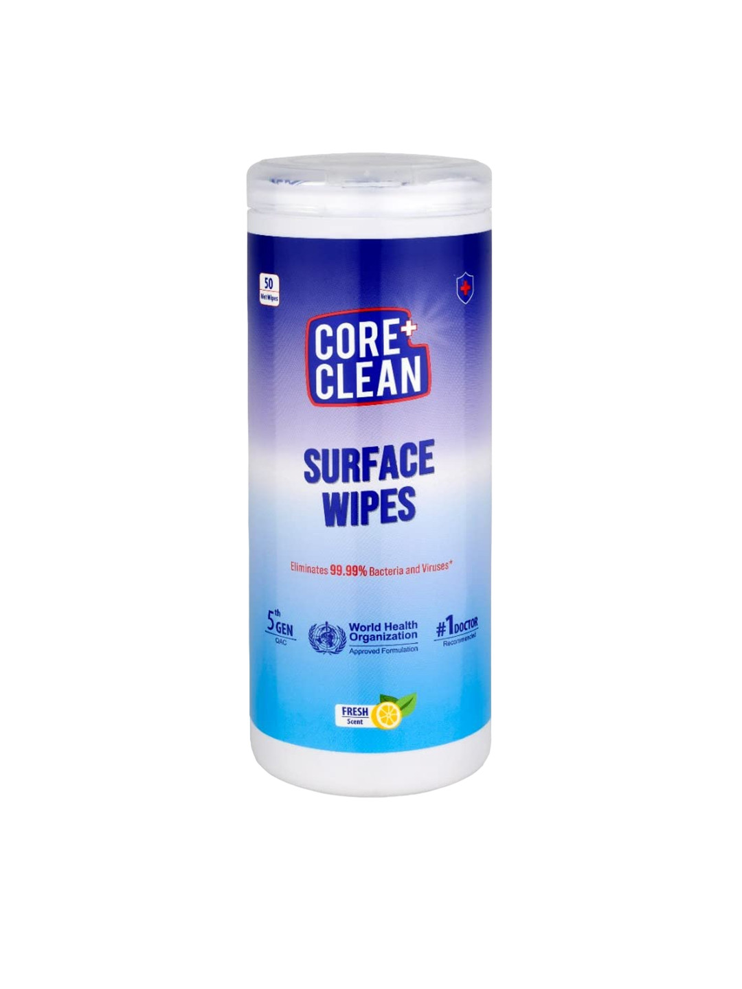 

CORE CLEAN Disinfecting Surface Wipes - 50 Pulls, White