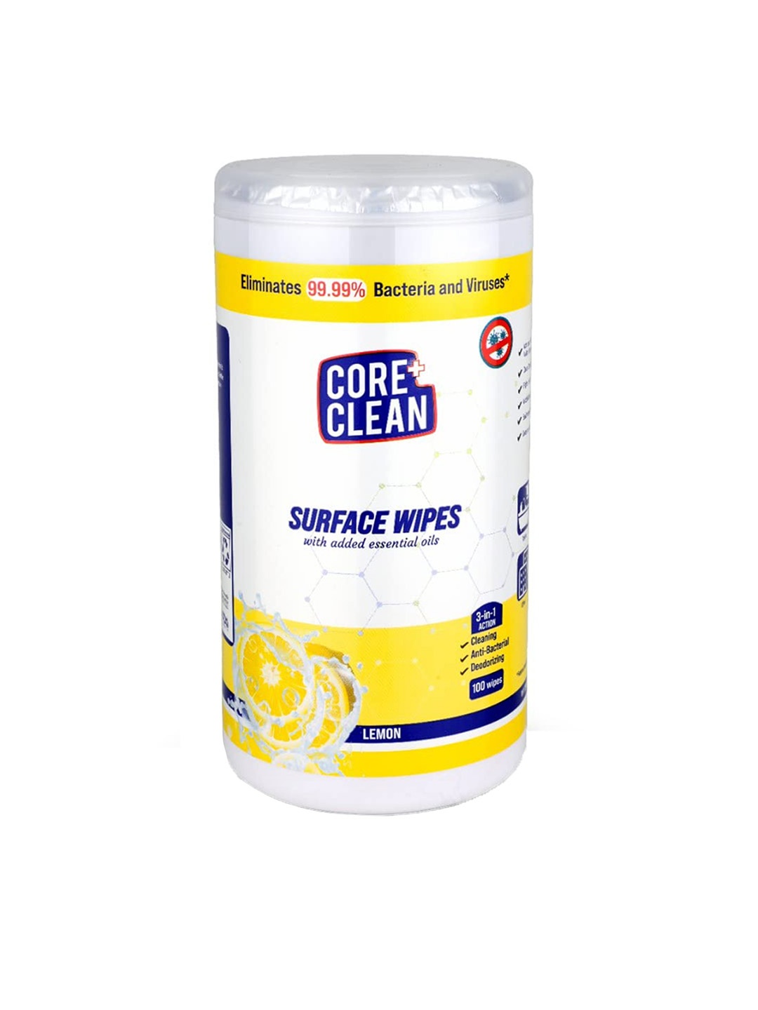 

CORE CLEAN Lemon Surface Wipes - 100 Pulls, White