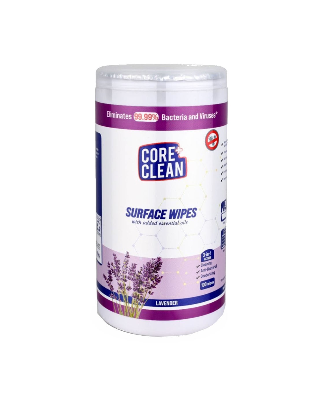 

CORE CLEAN Disinfecting Lavender Surface Wipes - 100 Pulls