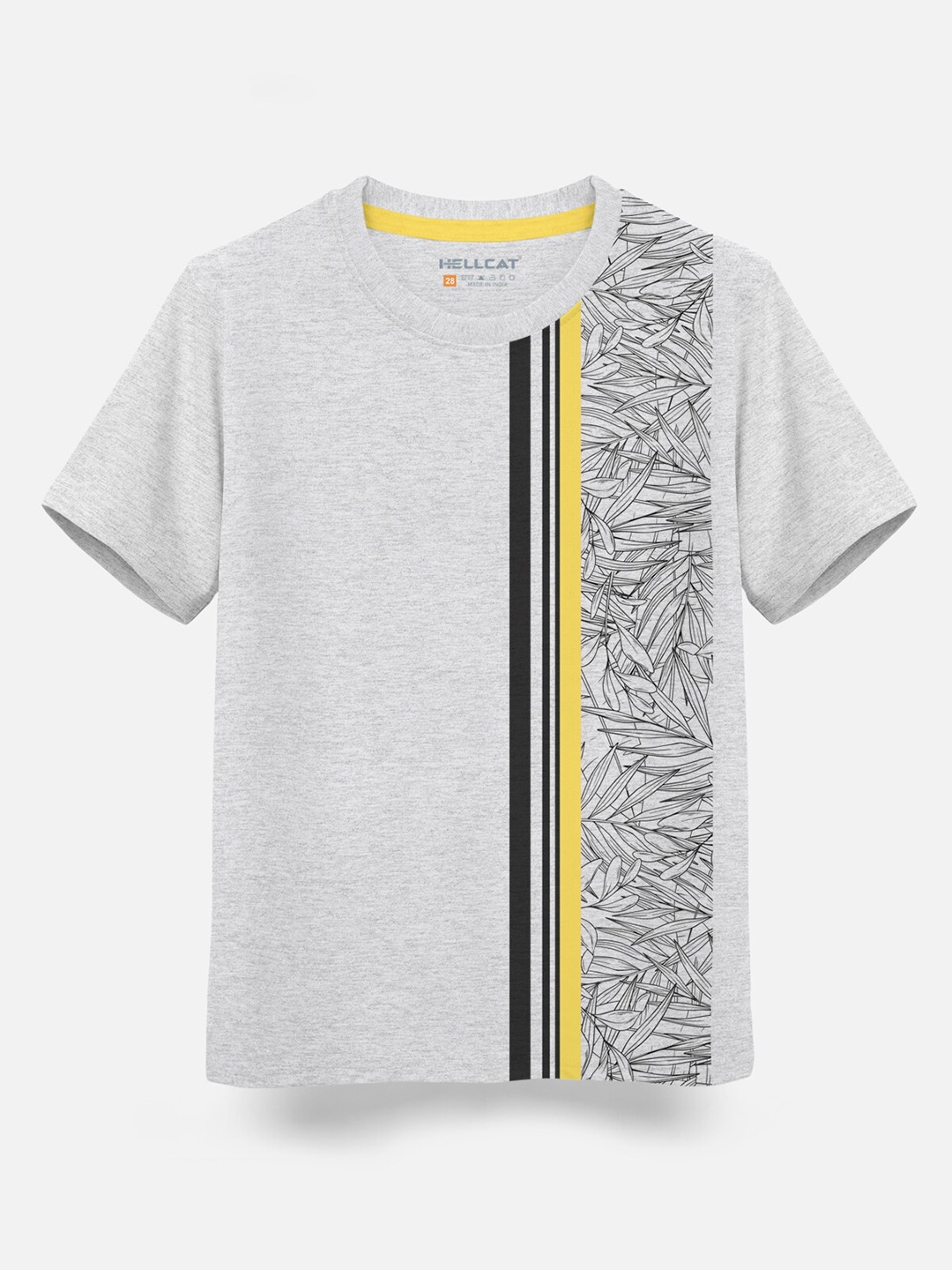 

HELLCAT Boys Striped Round Neck Cotton T-shirt, Grey