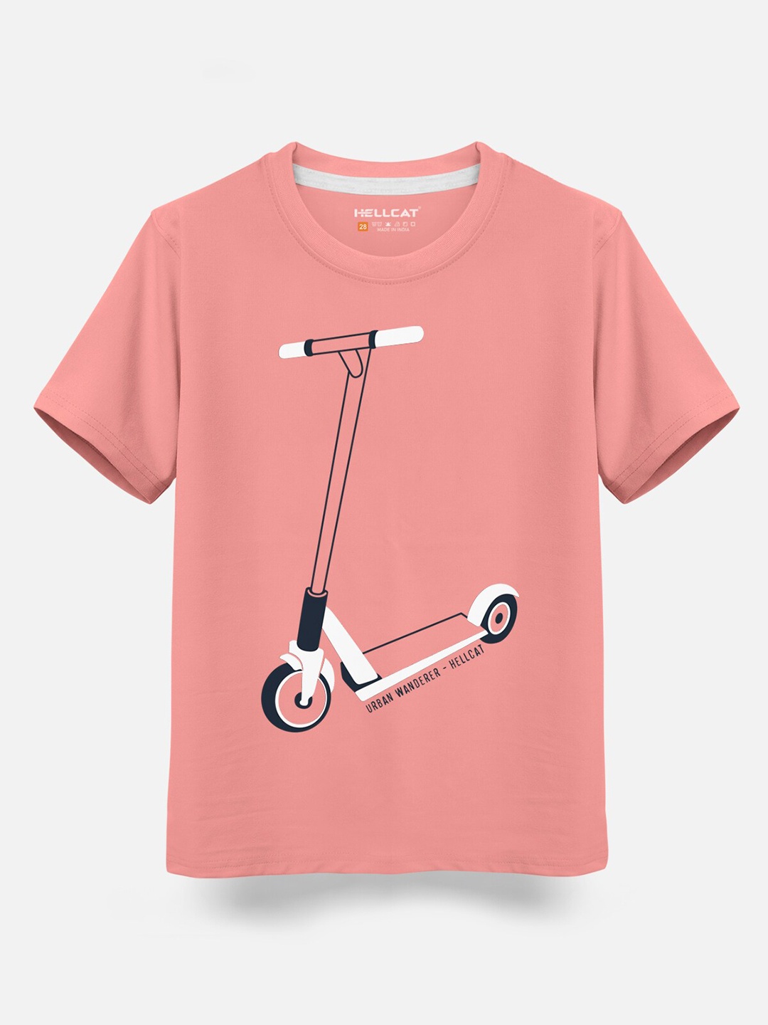

HELLCAT Boys Graphic Printed Round Neck Cotton T-shirt, Pink