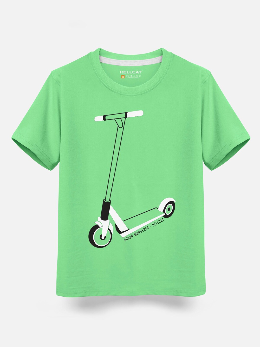

HELLCAT Boys Graphic Printed Cotton T-shirt, Green