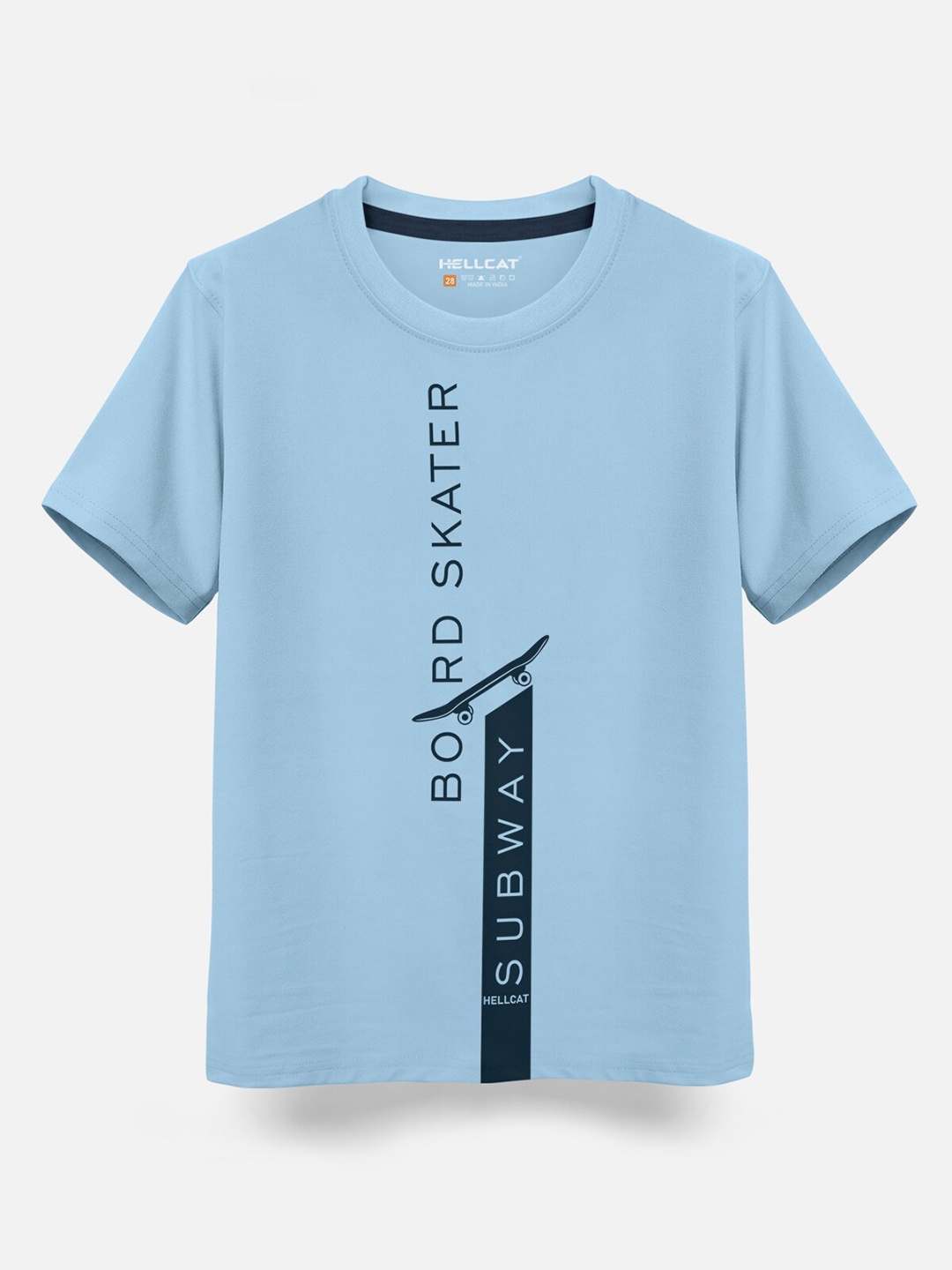 

HELLCAT Boys Typography Printed Cotton T-shirt, Blue