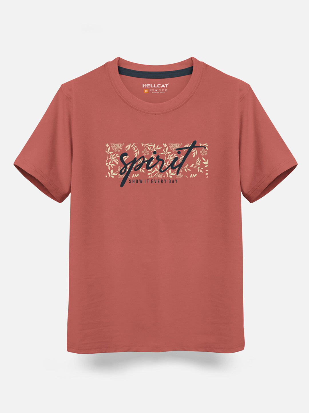 

HELLCAT Boys Typography Printed Cotton T-shirt, Rust