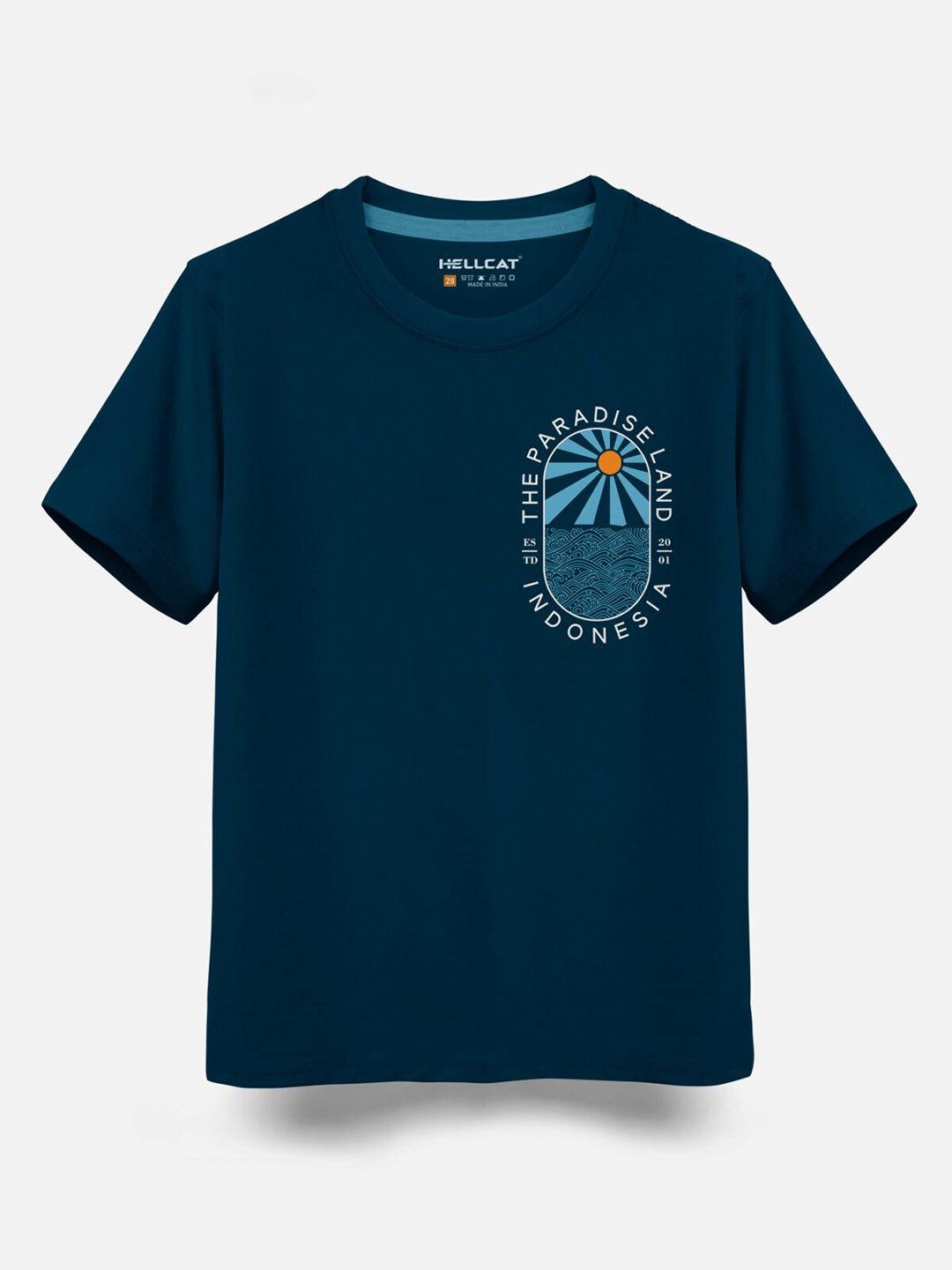 

HELLCAT Boys Graphic Printed Cotton T-shirt, Teal