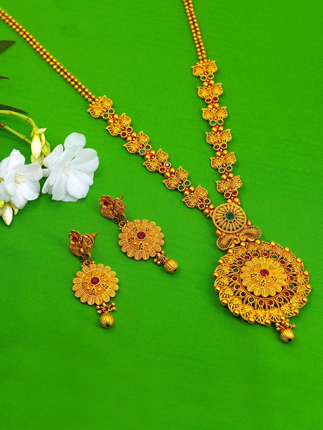 

Alamod Gold-Plated Stone Studded Jewellery Set