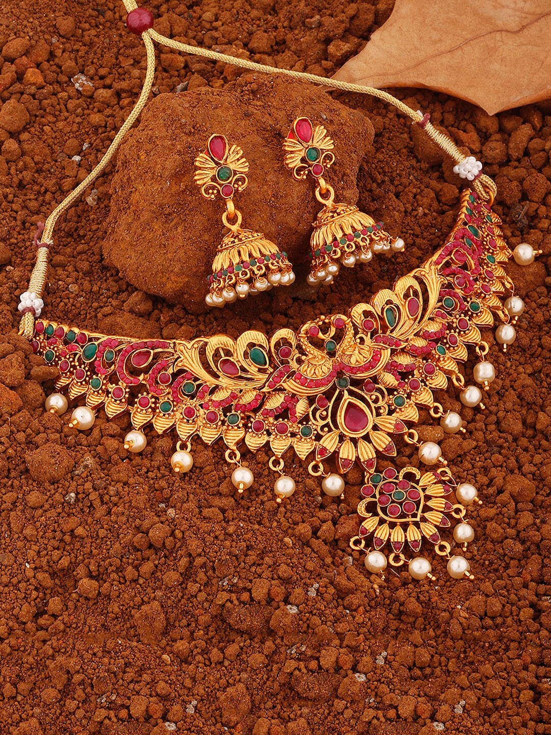 

Alamod Gold-Plated Stones & Artificial-Studded Jewellery Set