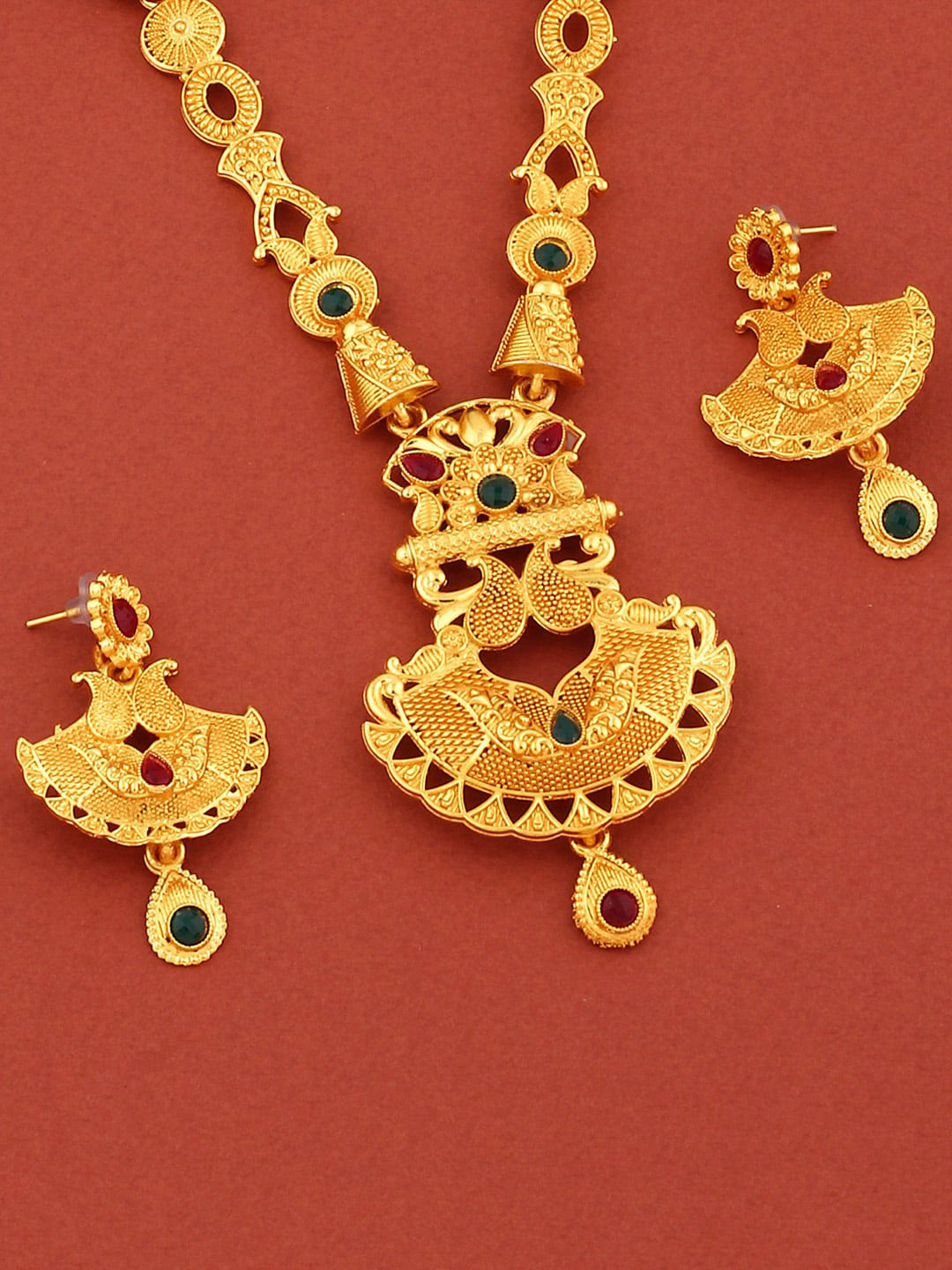 

Alamod Gold-Plated & Stones Studded Jewellery Set